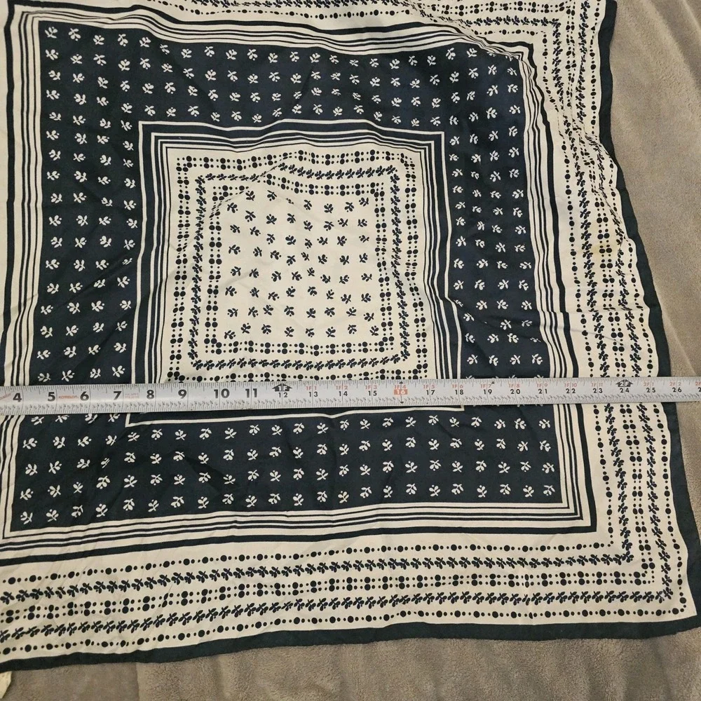Blue Printed Scarf‎ Made In Italy Polyester Square Scarf